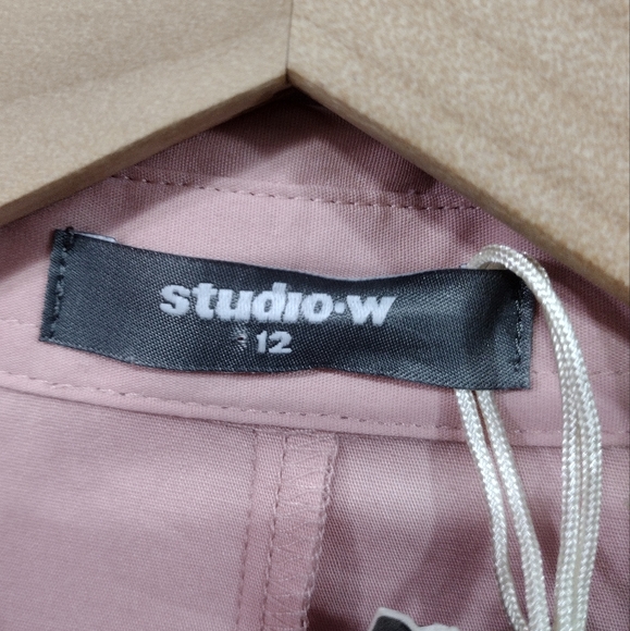 NWT Studio W Concealed Button Shirt Womens 12 Pink Barbiecore Office Career - Picture 7 of 10